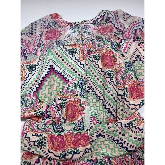 Maeve by Anthropologie Multicolor Siya Kimono Dress Pink Rose Abstract Floral 2 - Picture 9 of 11